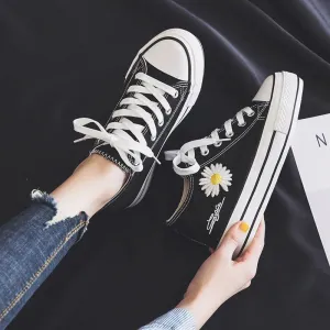 Embroidered platform Low Ankle Canvas Shoes