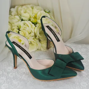 Emerald Green Satin Slingbacks UK8/US10.5