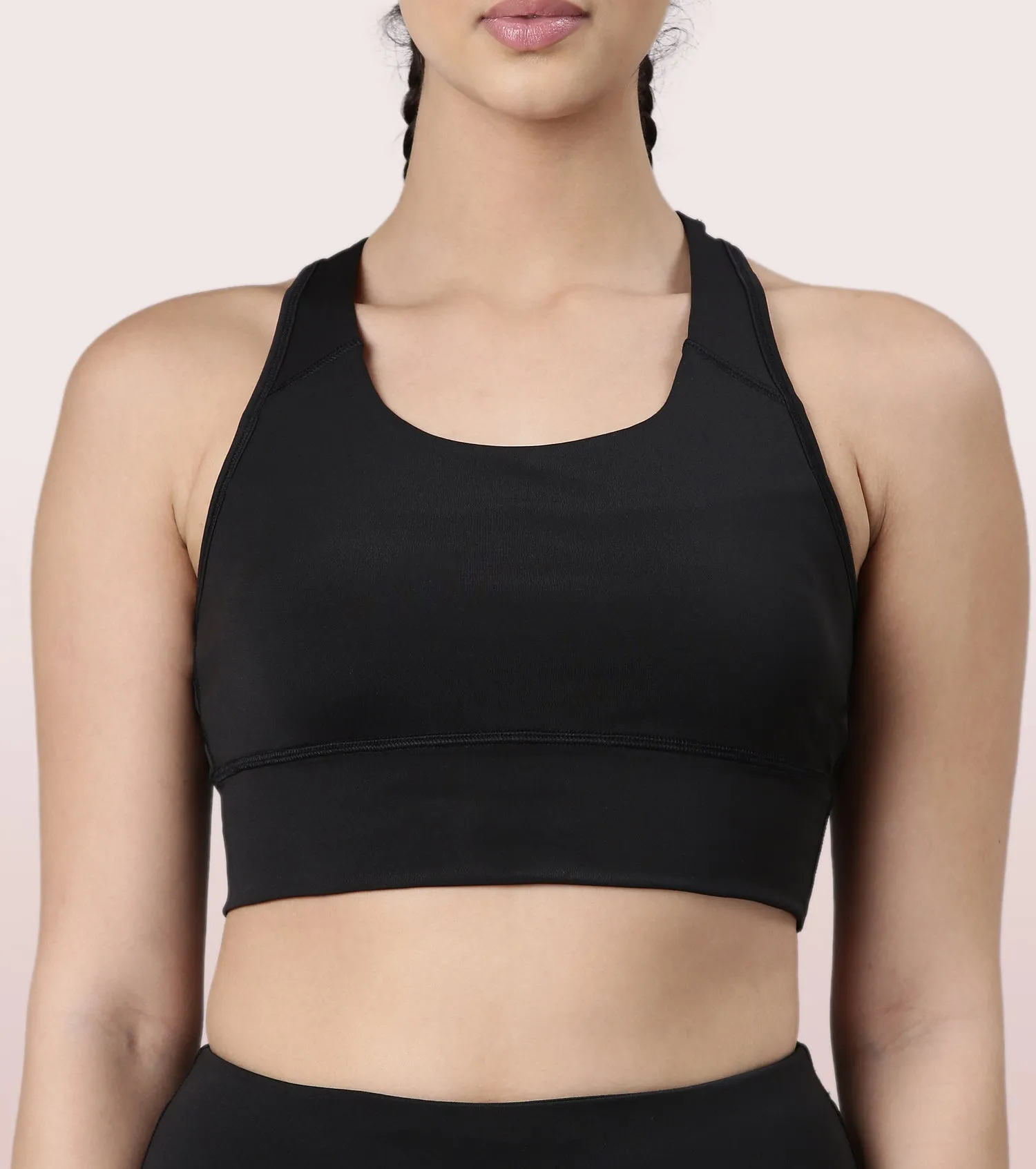 Enamor Basic Workout Sports Bra | Medium Impact Dry Fit Longline Bra For Women | A202