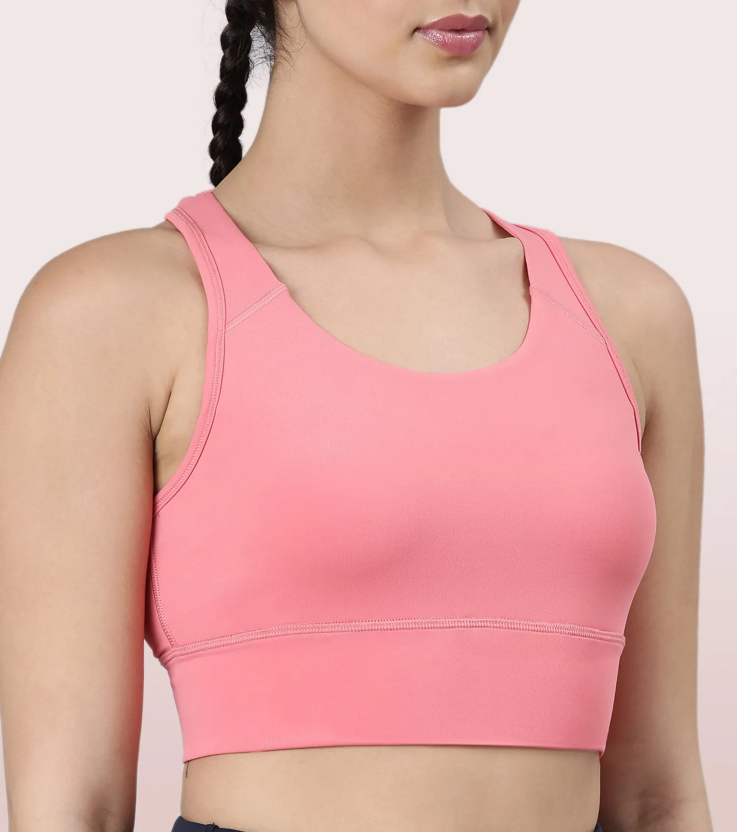 Enamor Basic Workout Sports Bra | Medium Impact Dry Fit Longline Bra For Women | A202