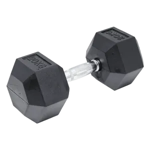 Ergonomic 20KG Rubber Hex Dumbbell with Chrome Handles