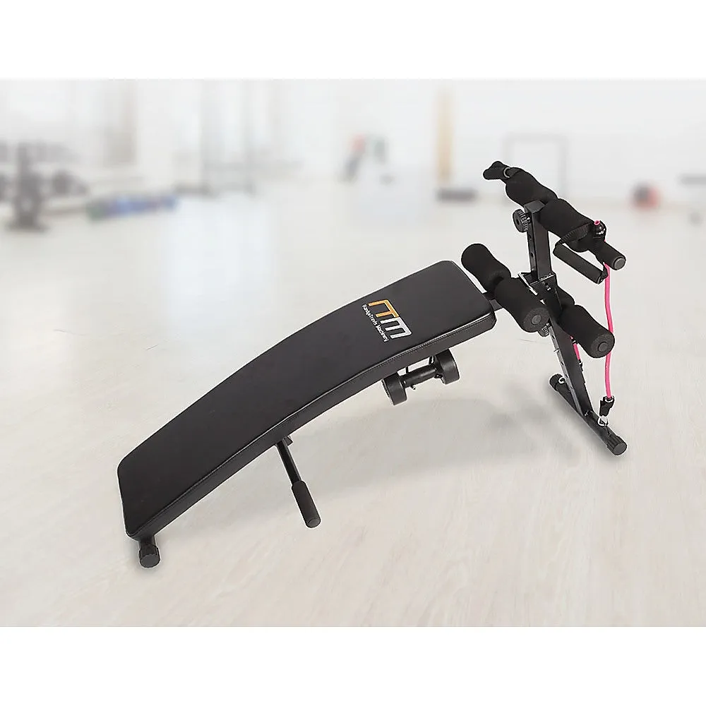 Foldable Incline Sit Up Bench with Dumbbells & Resistance