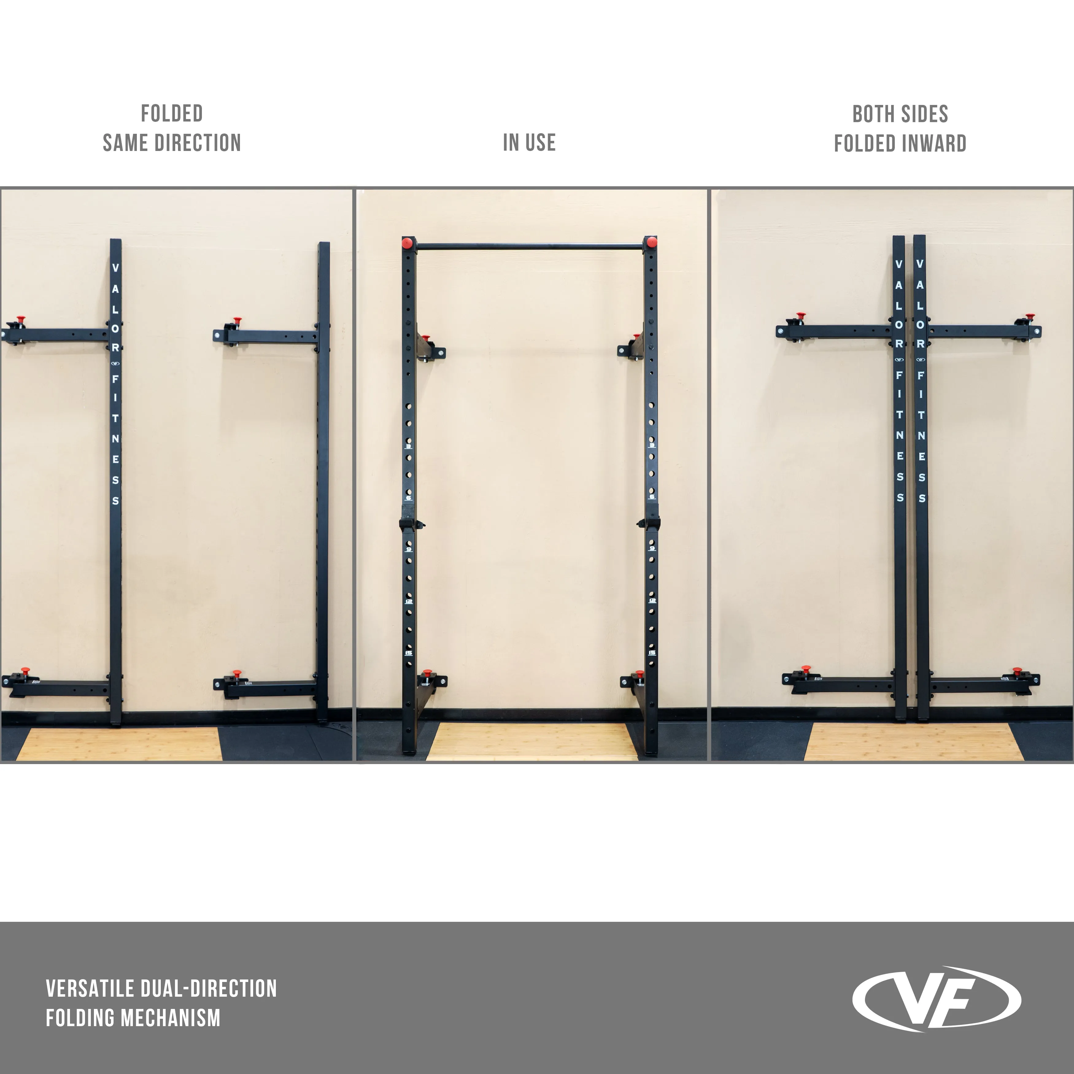 Folding Wall Mounted Squat Rack - Bench - Pull Up Bar