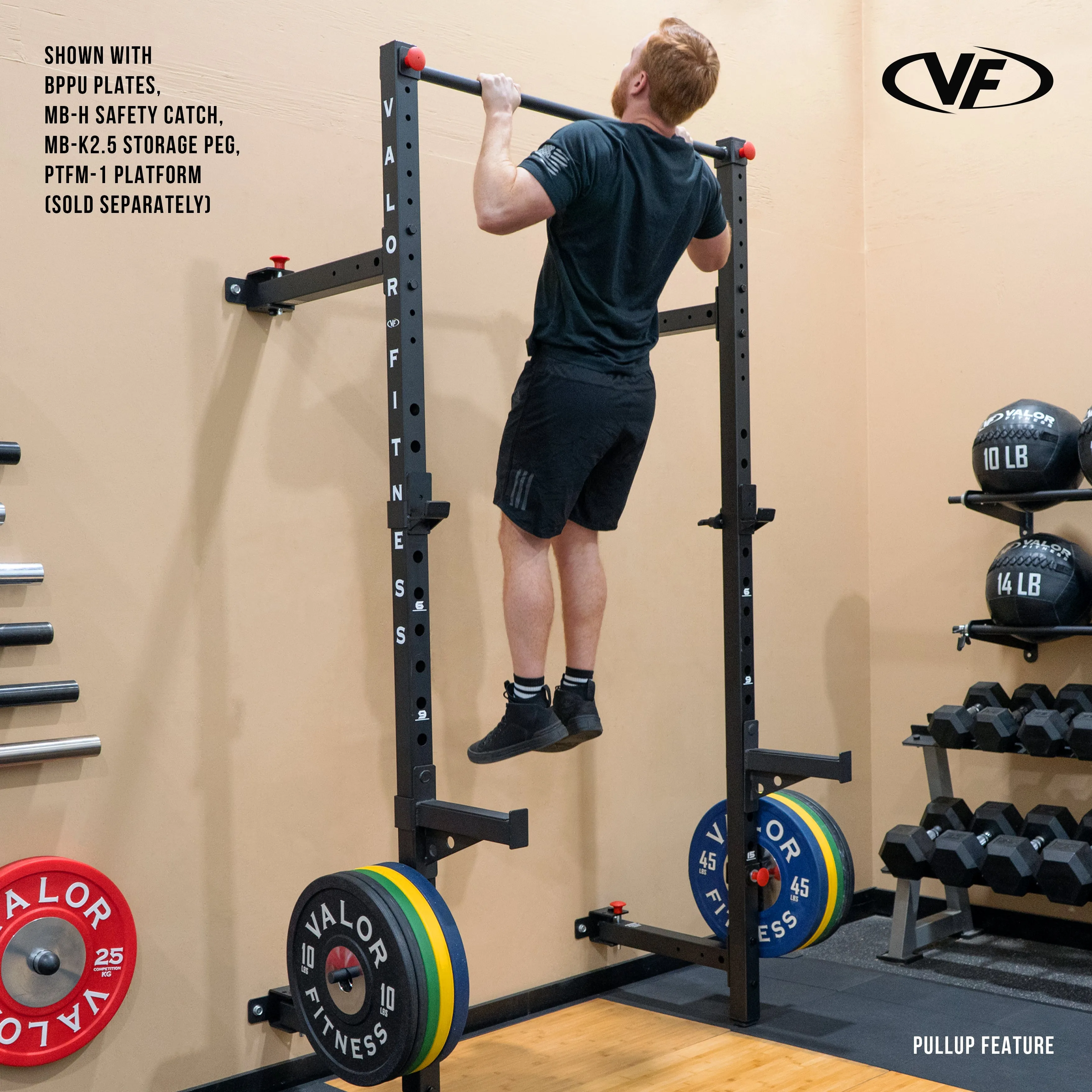 Folding Wall Mounted Squat Rack - Bench - Pull Up Bar