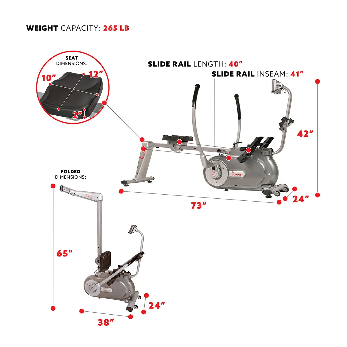 Full Motion Magnetic Rowing Machine Rower w/ LCD Monitor