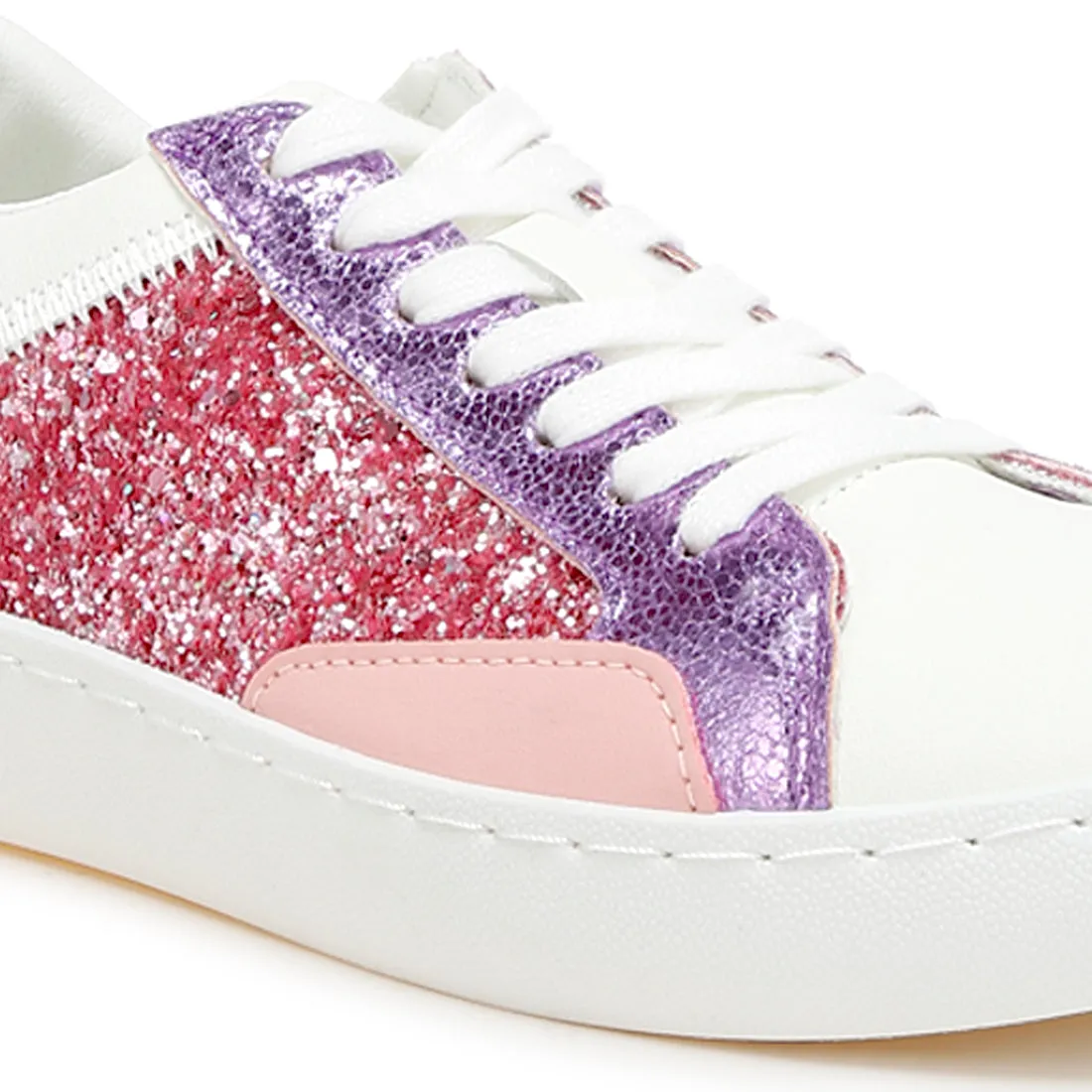 Glitter Faux Leather Sneakers