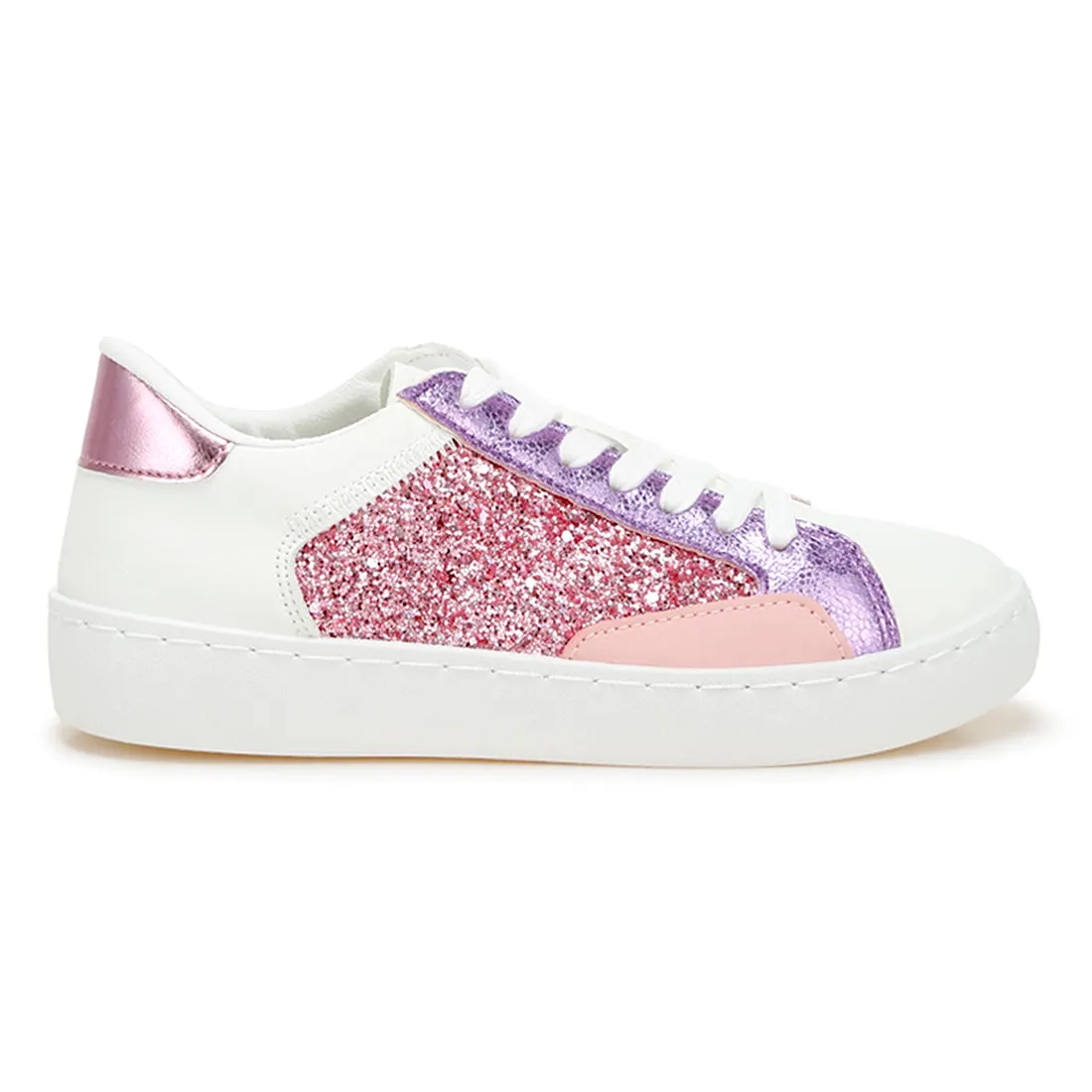 Glitter Faux Leather Sneakers