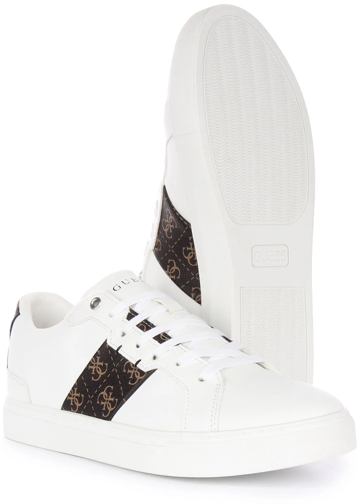 Guess Todi Trainers In White Brown For Men