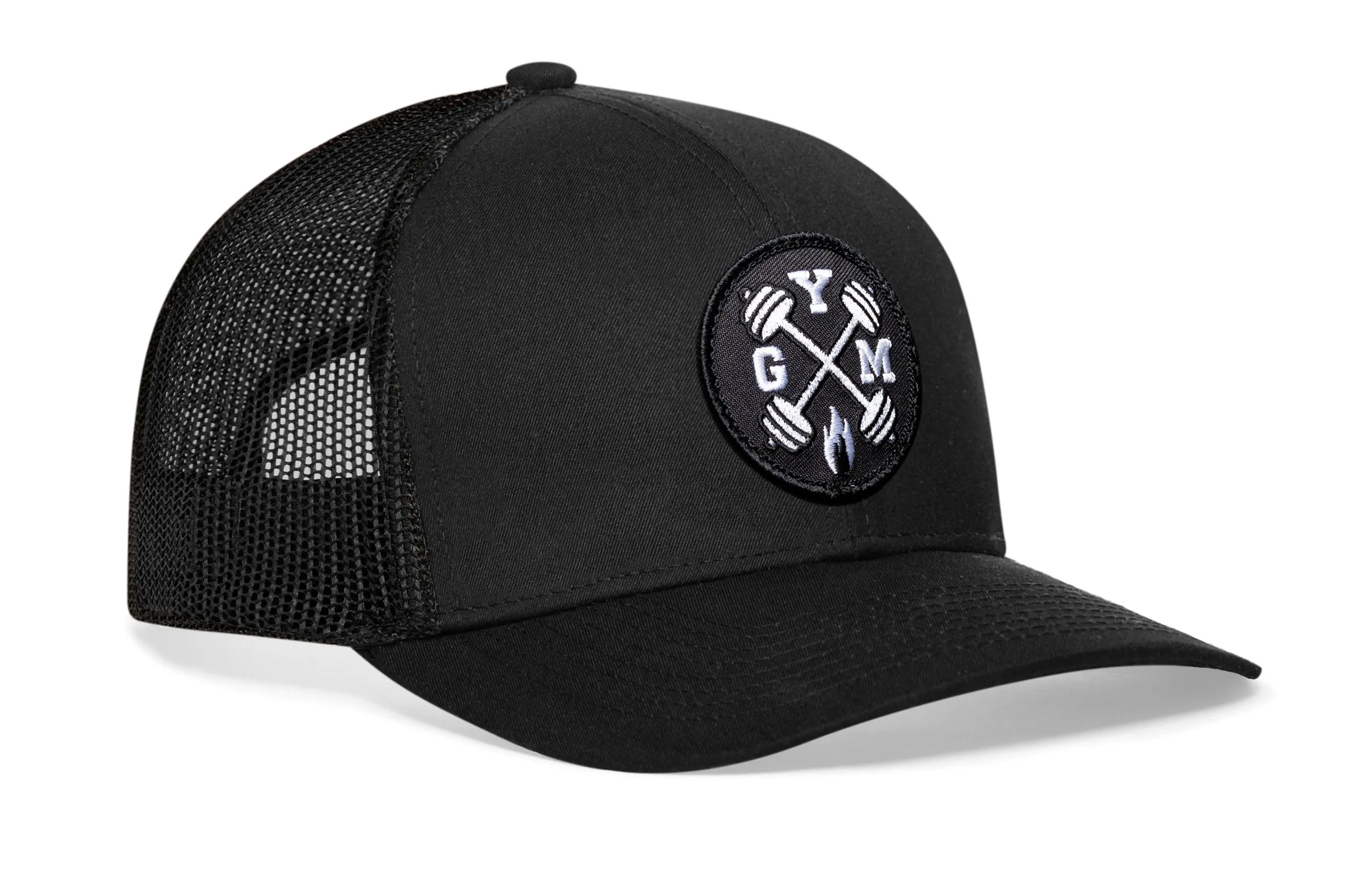 GYM Trucker Hat  |  Black Workout Snapback