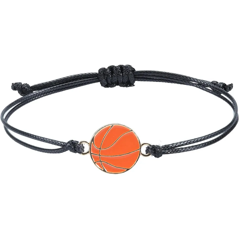 Hand Woven Football Basketball Bracelet Adjustable Wrist Rope for Women Men Sports Match Souvenir Jewelry Accessories Gift