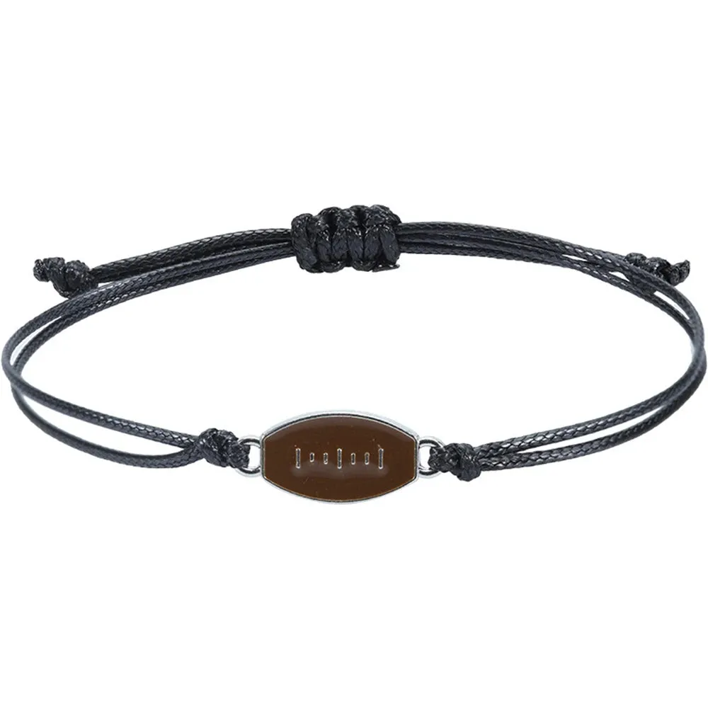 Hand Woven Football Basketball Bracelet Adjustable Wrist Rope for Women Men Sports Match Souvenir Jewelry Accessories Gift