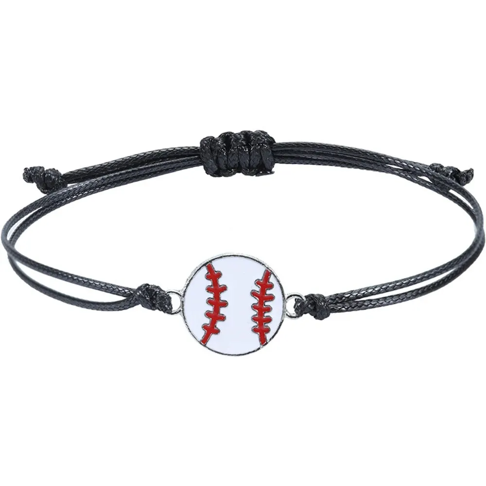 Hand Woven Football Basketball Bracelet Adjustable Wrist Rope for Women Men Sports Match Souvenir Jewelry Accessories Gift