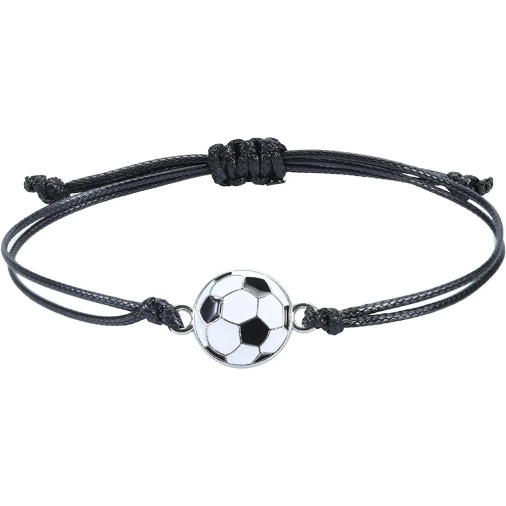 Hand Woven Football Basketball Bracelet Adjustable Wrist Rope for Women Men Sports Match Souvenir Jewelry Accessories Gift