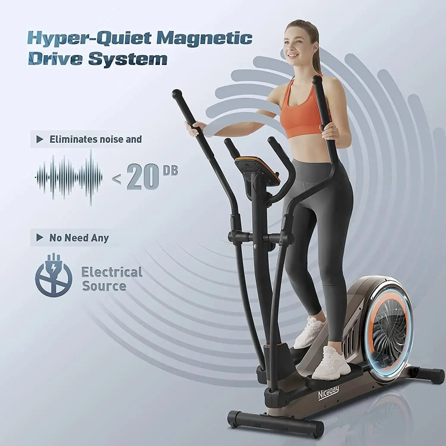 Hyper-Quiet Home Elliptical Machine with Magnetic System