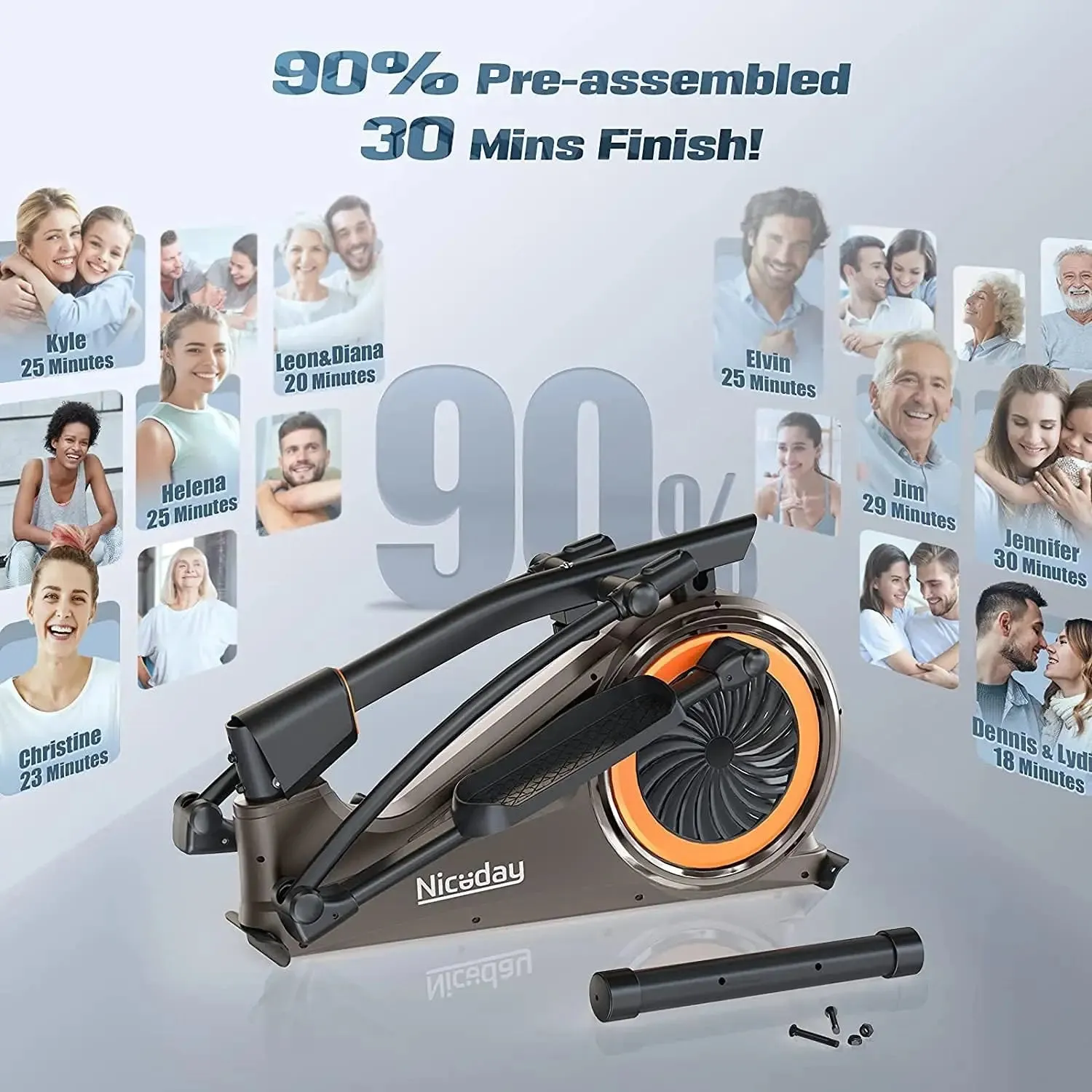 Hyper-Quiet Home Elliptical Machine with Magnetic System