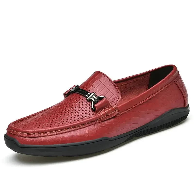 Italian Style Men Loafers Genuine Leather Loafers Moccasins Outdoor Non-slip Men Casual Shoes Summer Fashion Men Shoes