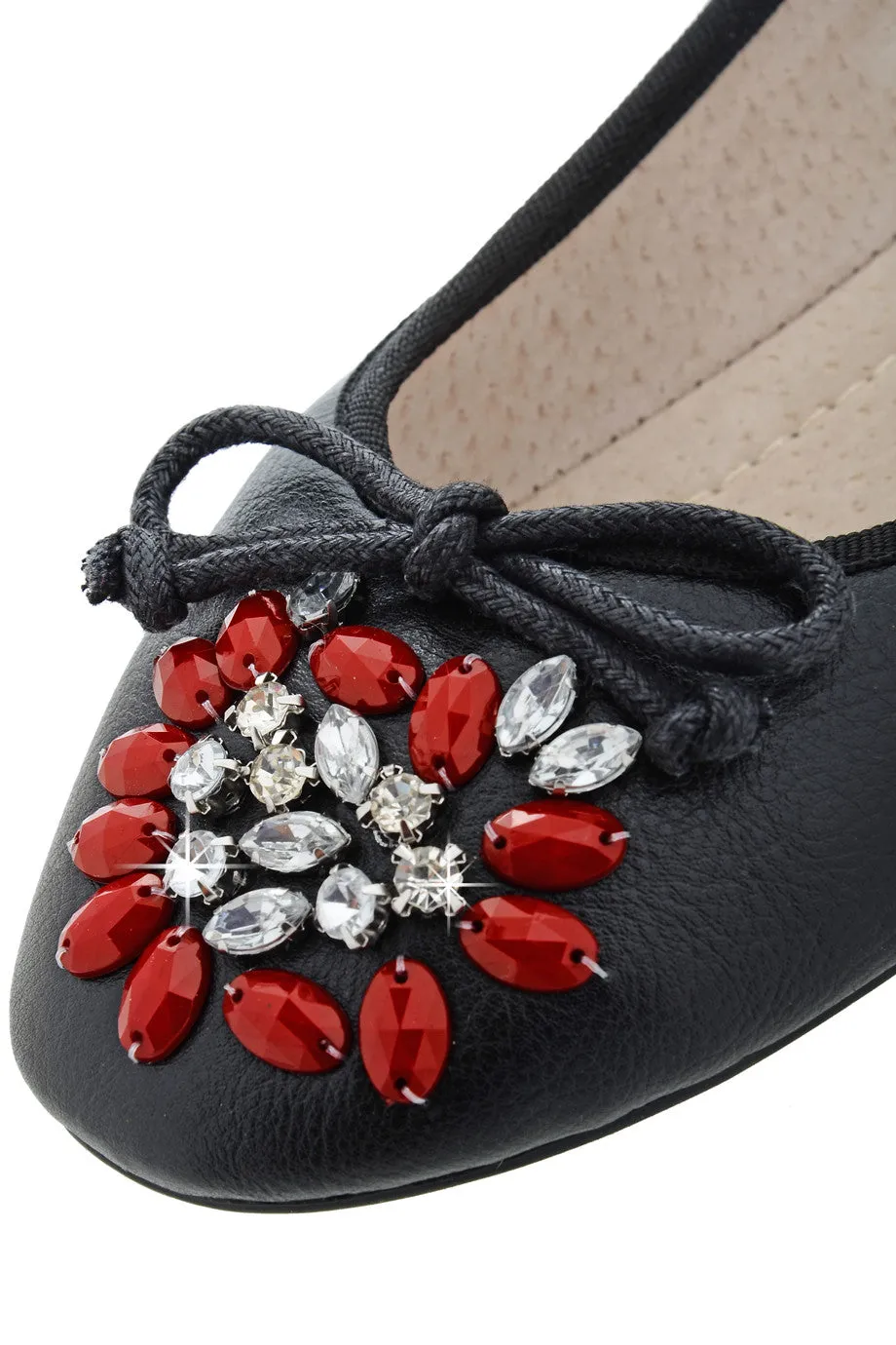 JEMINA Black Crystal Ballerinas