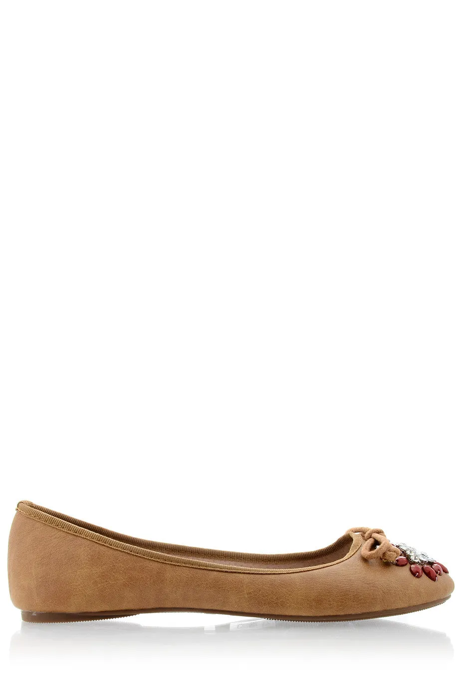 JEMINA Camel Crystal Ballerinas