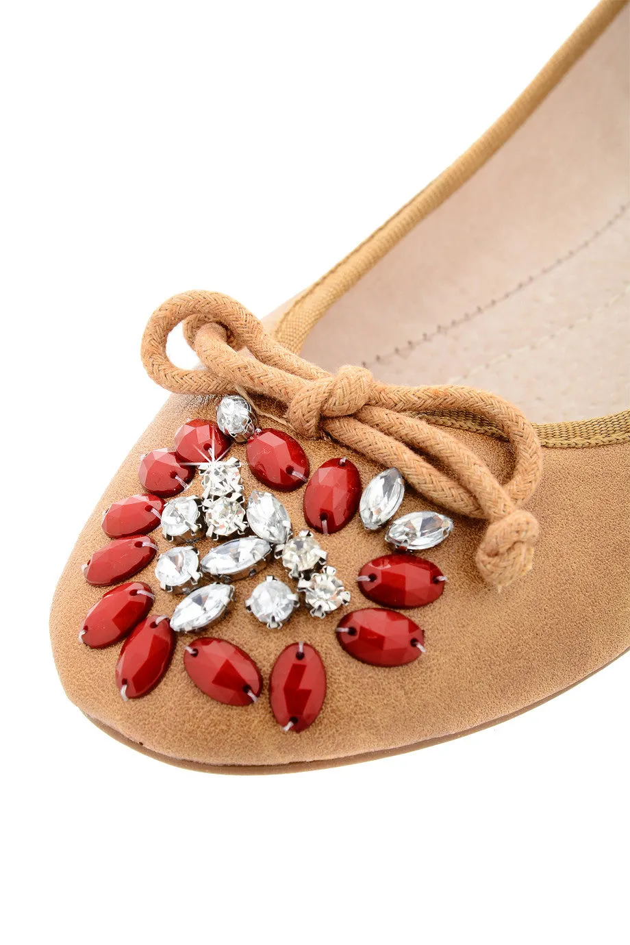 JEMINA Camel Crystal Ballerinas