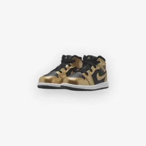 Jordan 1 Mid SE TD Toddlers Black Metallic Gold White DR6969-071