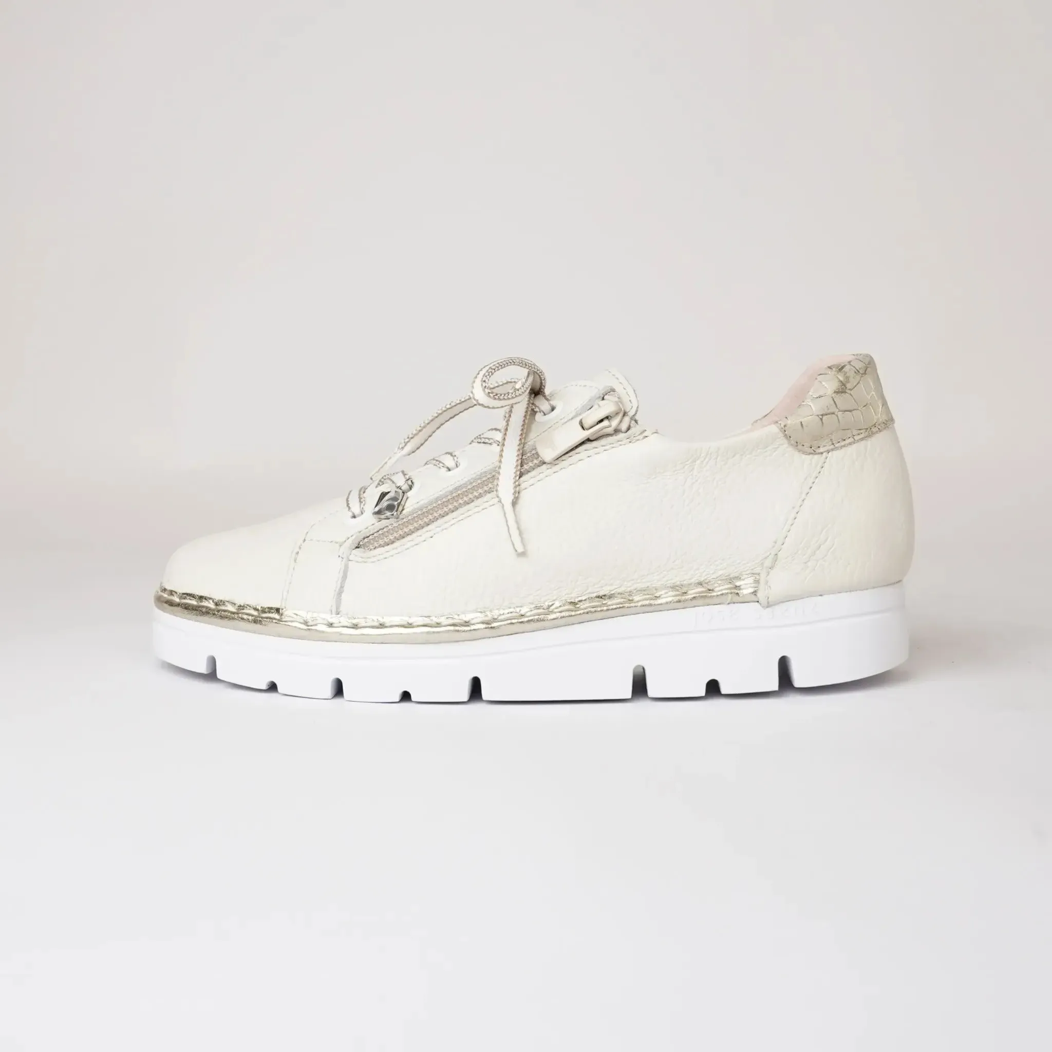 Js-2001 Hielo/Champagne Croc Leather Sneakers