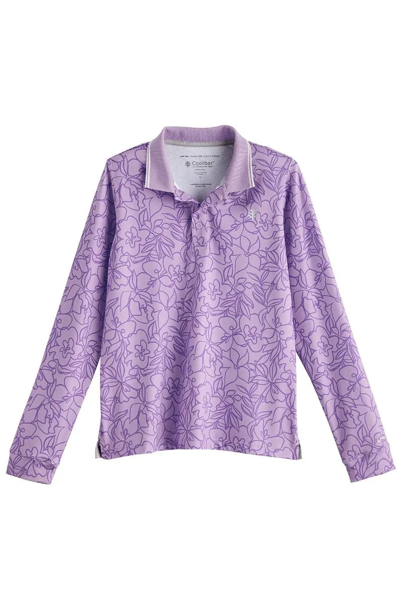 Kid's Erodym Long Sleeve Golf Polo  |  Soph Lilac Sketched Floral