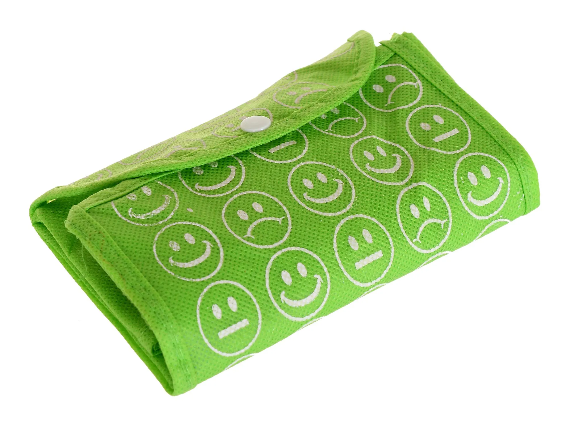 Kuber Industries Foldable Reusable Smiley Printed Shopping Bag with One Small Pocket (Set of 2,Green & Blue) (HS_36_KUBMART018760)