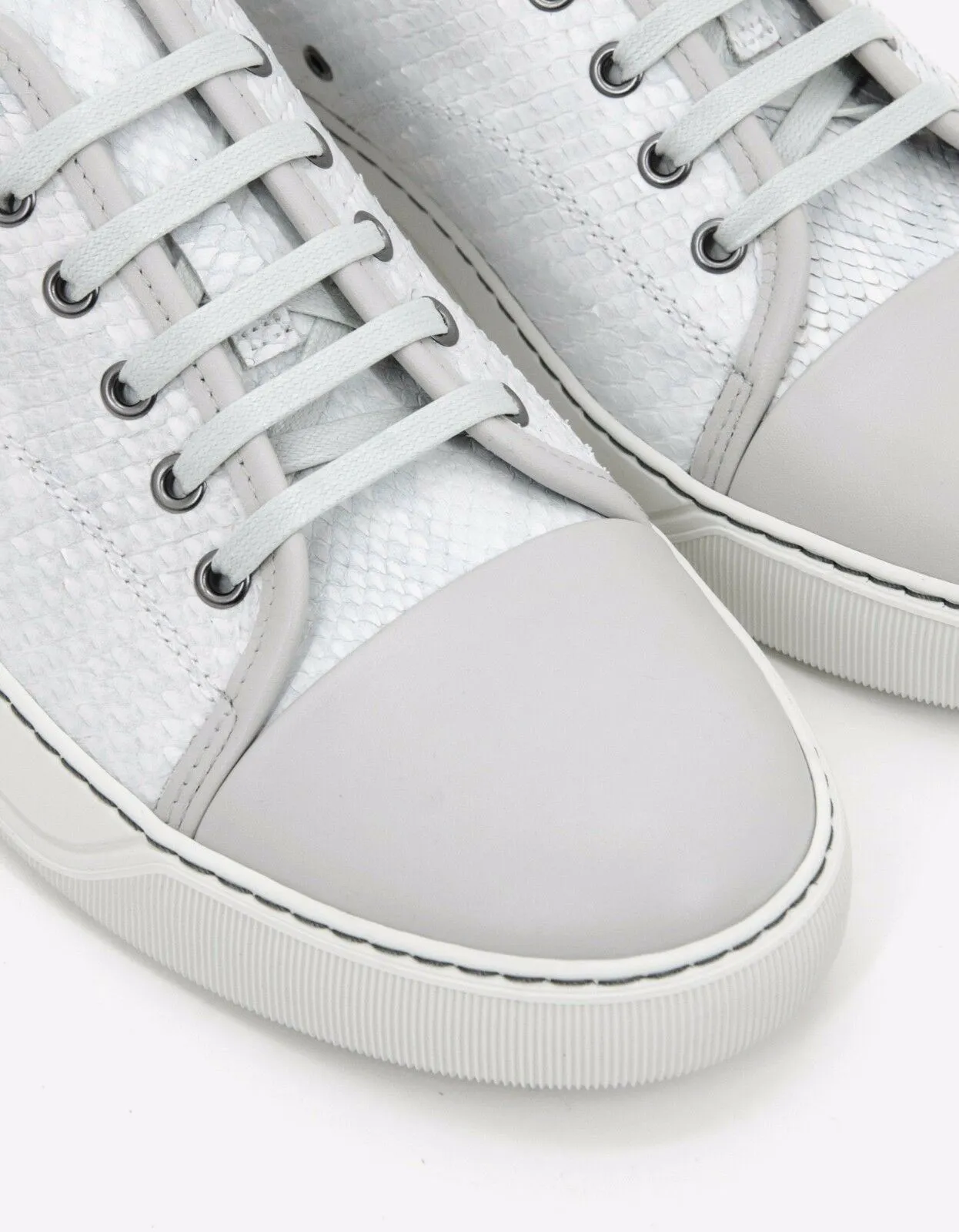 Lanvin White Python Skin Trainers