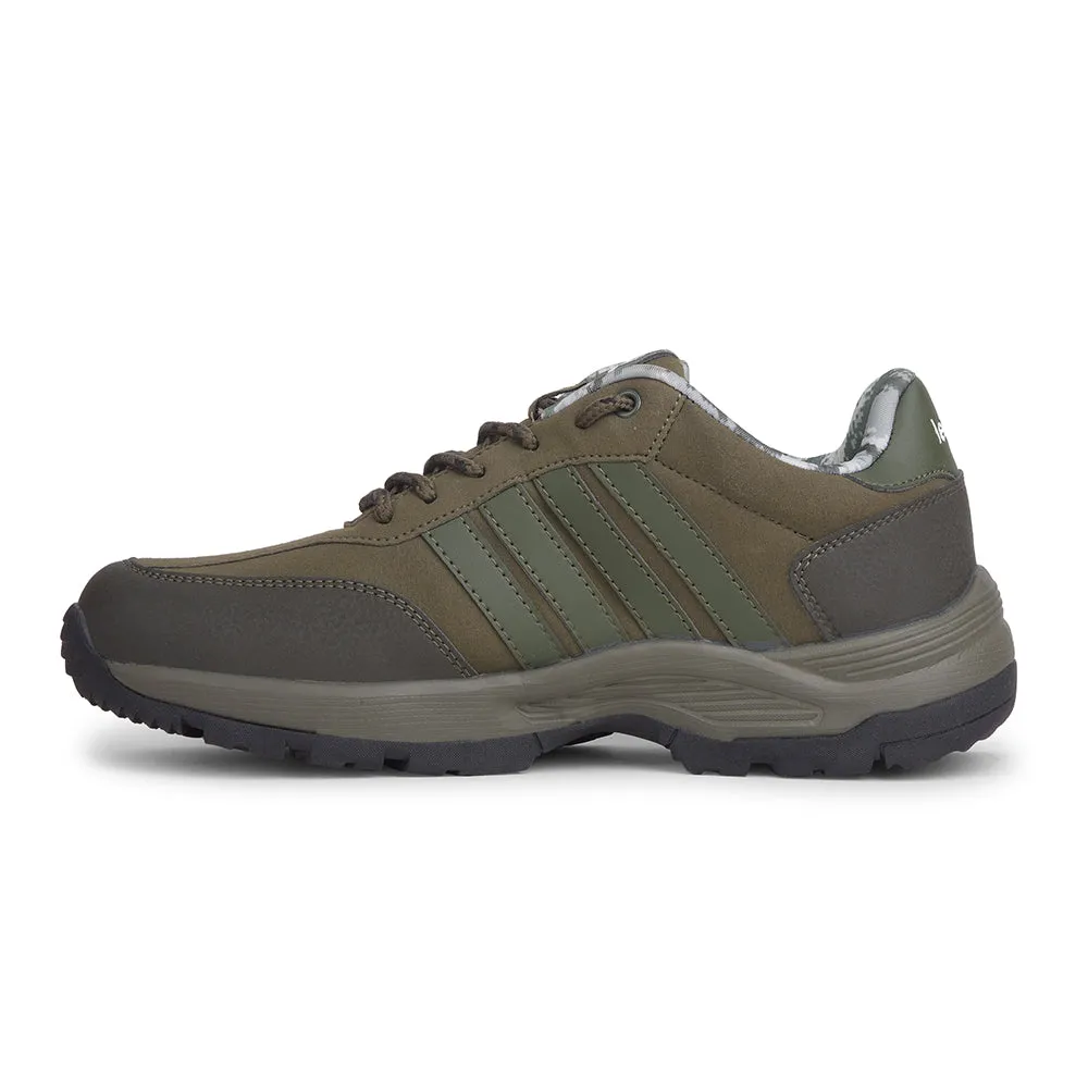 Leap7x Casual Olive Green Lacing Trekking Shoes For Mens COLUMBIA6E By Liberty