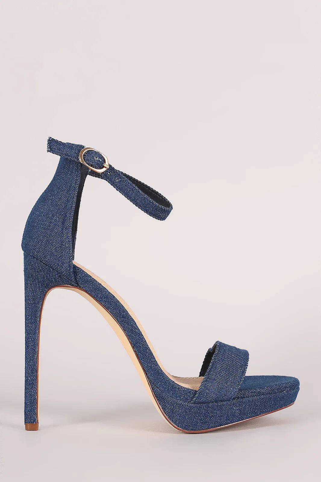 Liliana Denim Ankle Strap Platform Heel