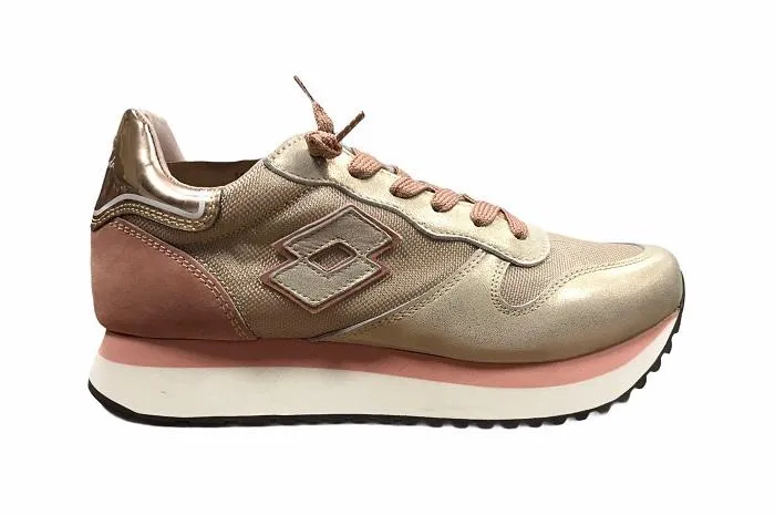 Lotto Leggenda scarpa sneakers da donna Wedge Metal 215087 6YA frusta di pesca-mandorla dorata