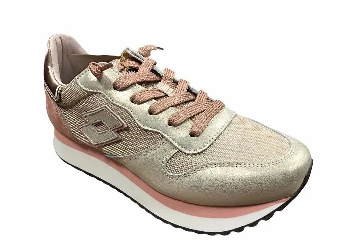 Lotto Leggenda scarpa sneakers da donna Wedge Metal 215087 6YA frusta di pesca-mandorla dorata