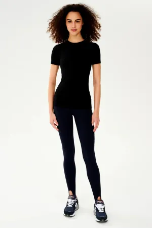 Louise Rib Short Sleeve in Black