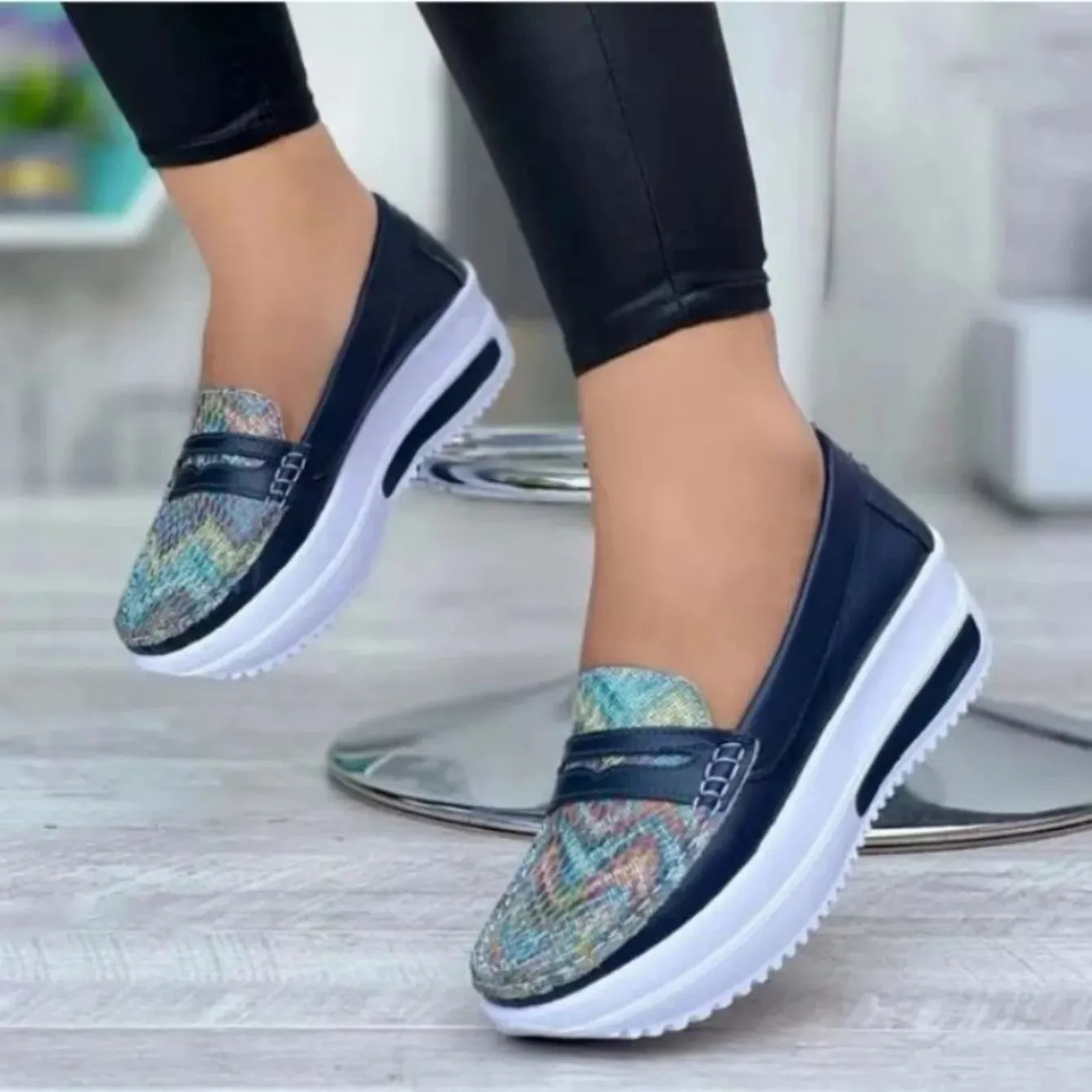 Luxury Women's Slip-On Wedge Sneakers – PU Leather Vulcanized Shoes | Lightweight Casual Platform Footwear