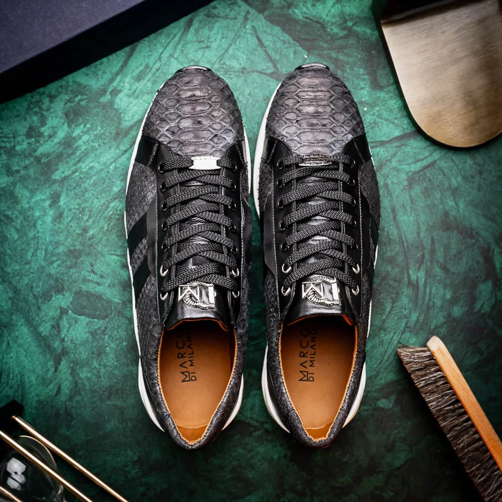 Marco Di Milano VERONA Black Python & Calfskin Sneakers