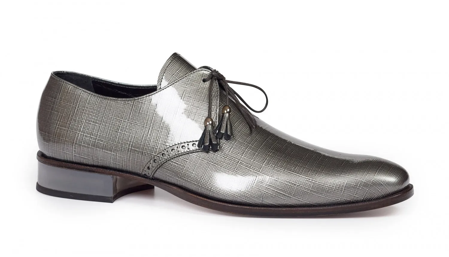 Mauri - 4801 Grey Patent Leather & Plexiglass Heel Dress Shoes