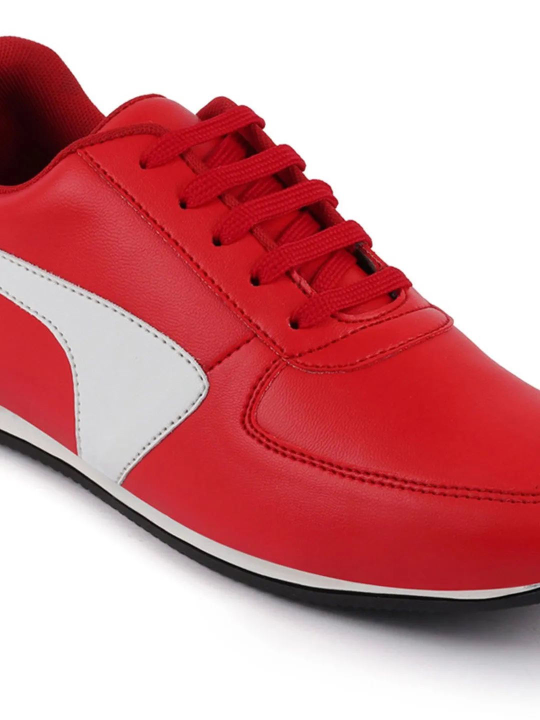 Men Red Trendy Lace Up Sneakers