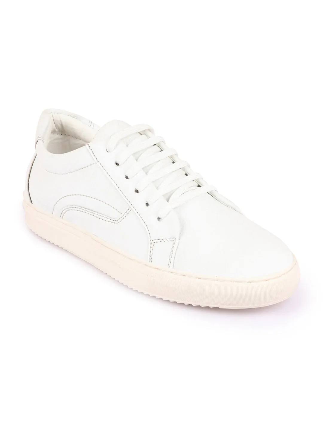 Men White Classic Outdoor Lace Up Sneakers