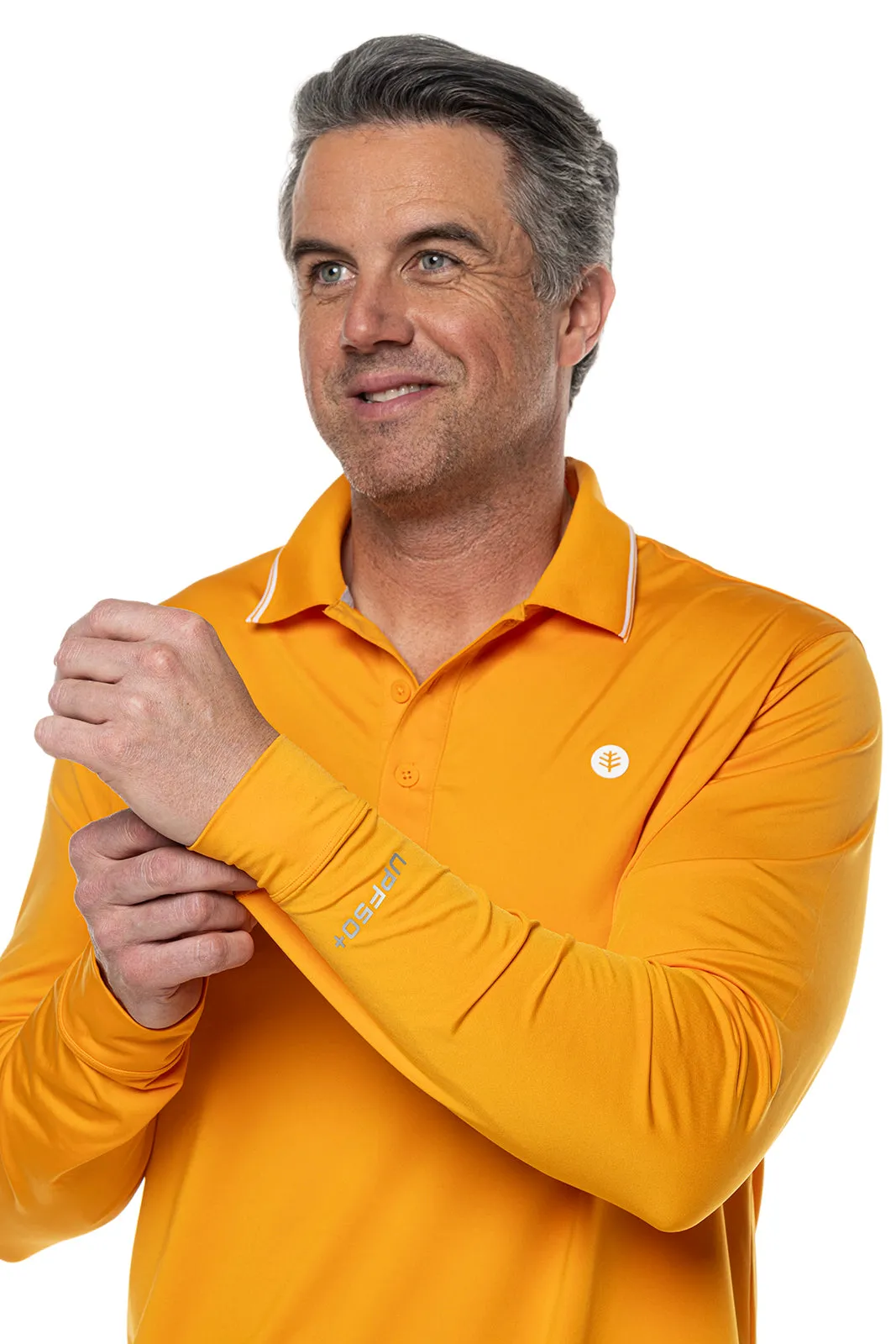 Men's Erodym Long Sleeve Golf Polo  |  Apricot Crush