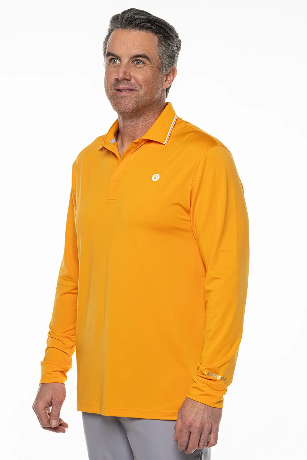 Men's Erodym Long Sleeve Golf Polo  |  Apricot Crush