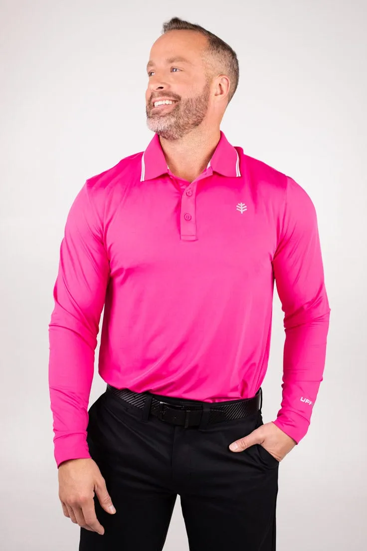 Men's Erodym Long Sleeve Golf Polo  |  Magnolia Pink