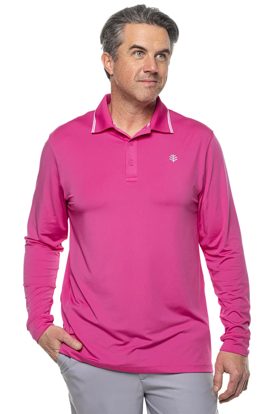 Men's Erodym Long Sleeve Golf Polo  |  Magnolia Pink