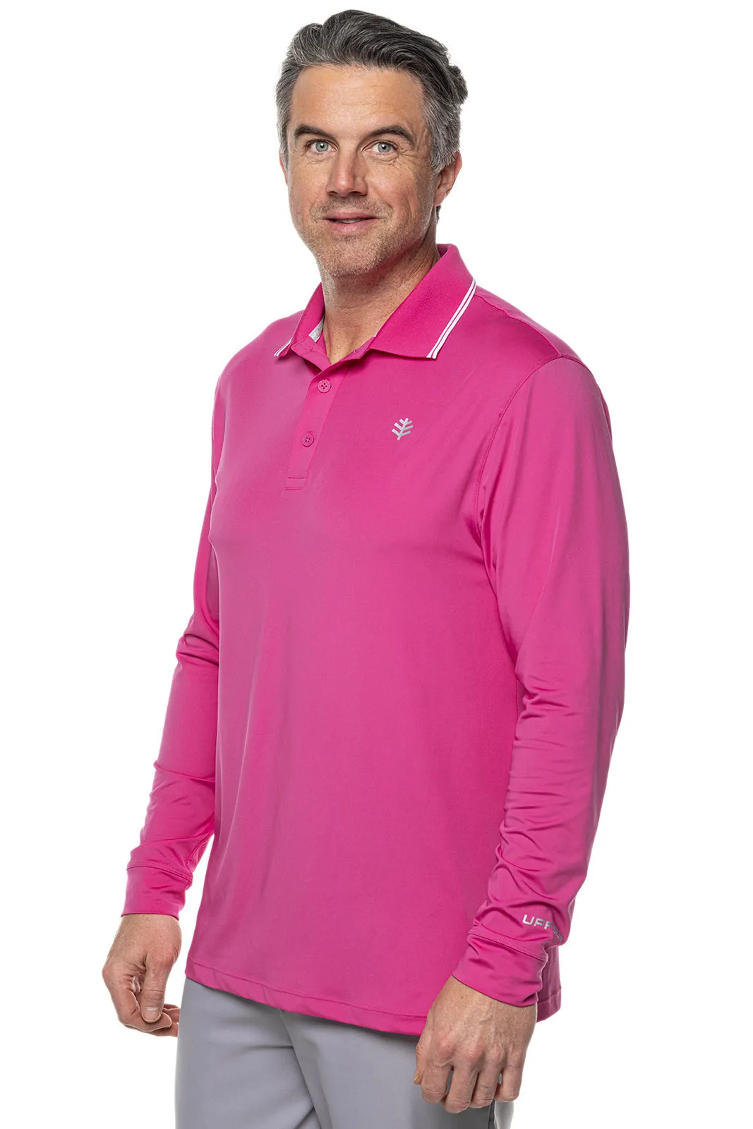 Men's Erodym Long Sleeve Golf Polo  |  Magnolia Pink