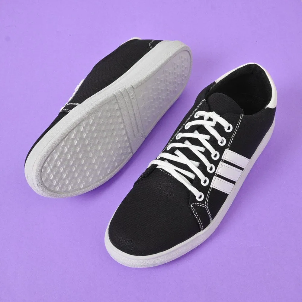 Men's Feropa Stripes Jeans Style Black Sole Sneaker Shoes