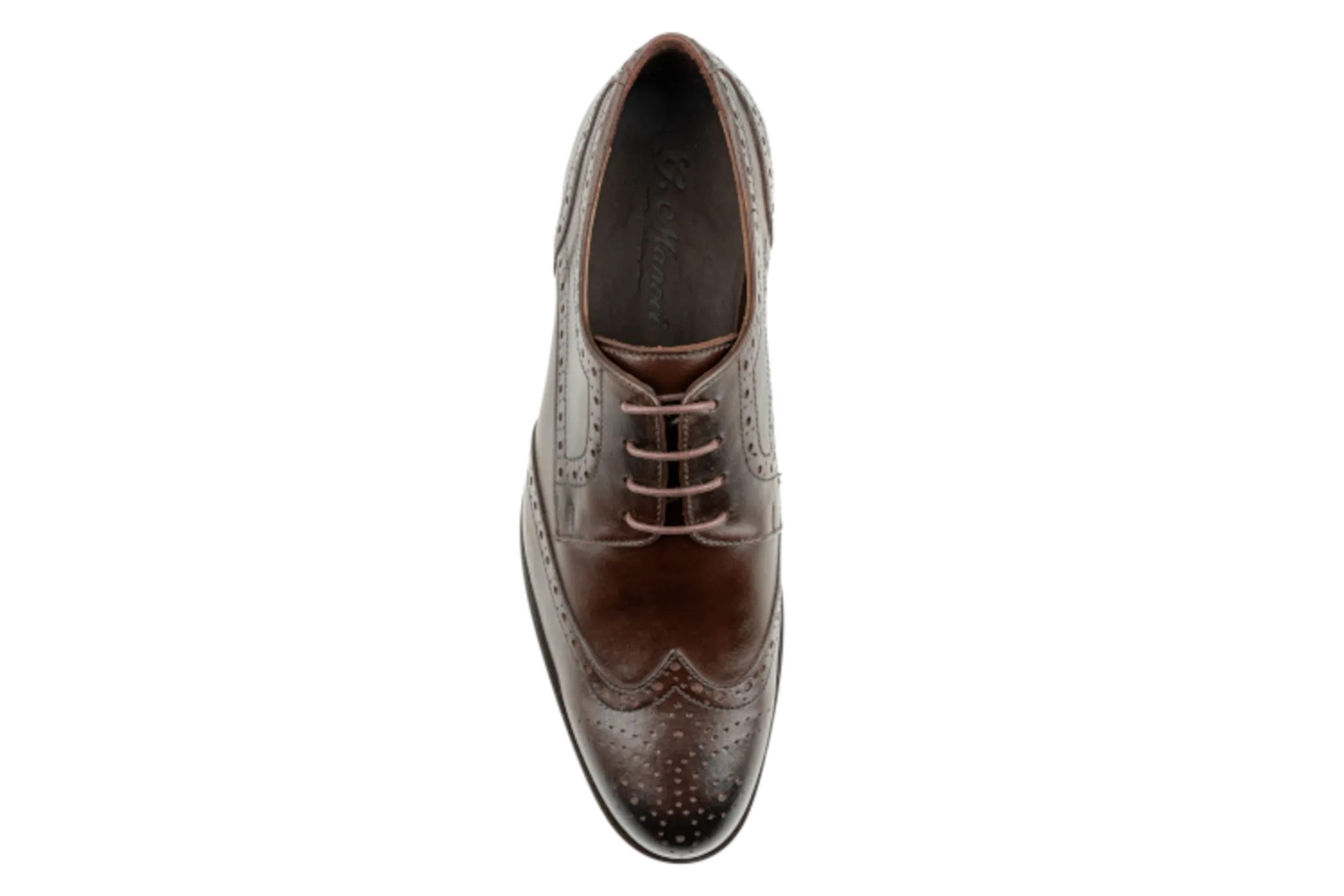 Men's Handmade Dress Shoes, Superior Quality Aniline Leather, Brown Derby Shoes, Brogued & Wingtip Design