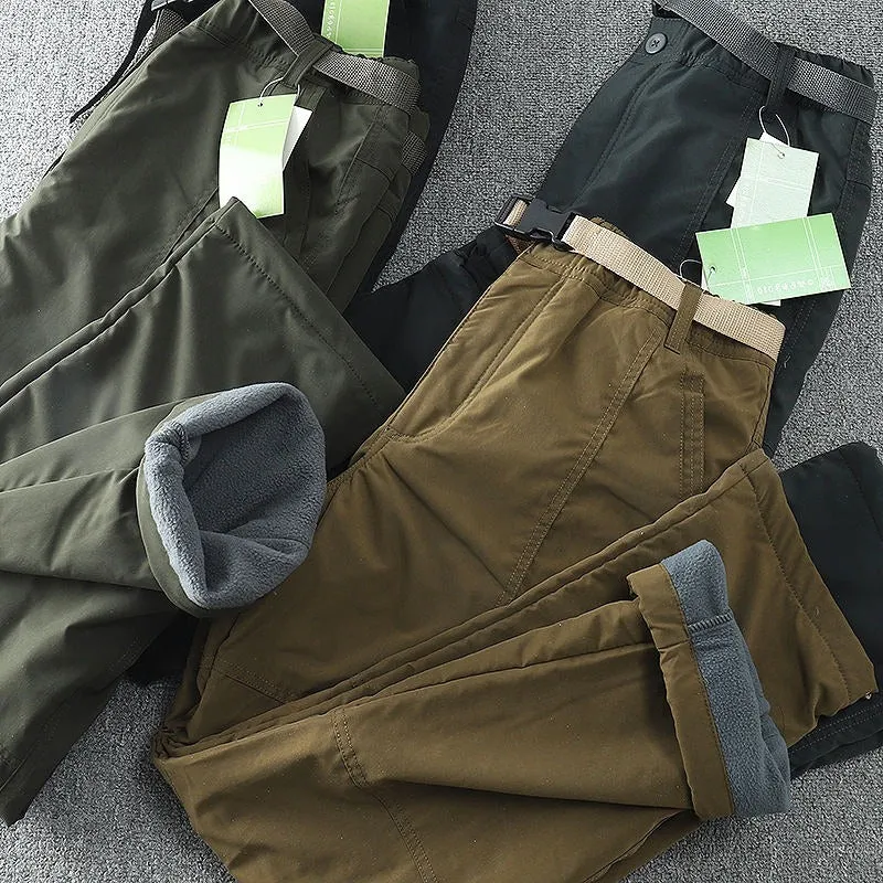 Men's Outdoor Pants Tactical Camping Breathable Fleece Trekking Cargo Trousers | 9019