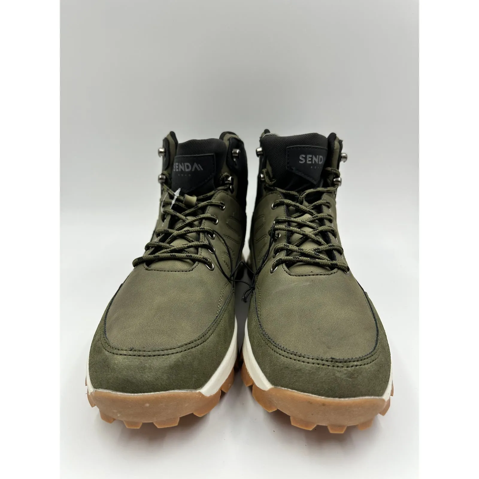 Men's Size 13, High Top Green Hikers w/ Synthetic Suede Toe and Heel Caps