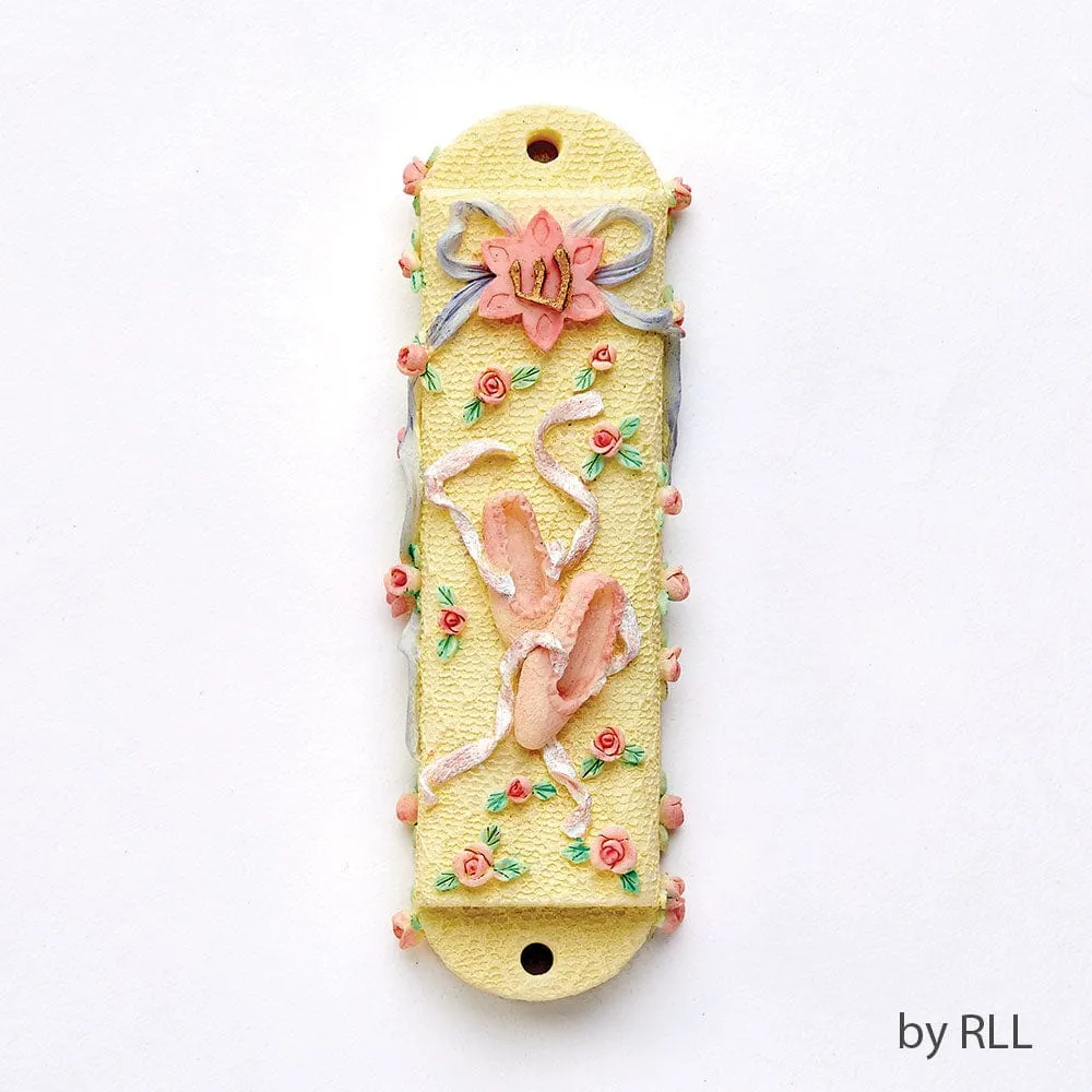 Mezuzah, Ballet Shoes, W/ Flowers, Resin, 4 1/2"