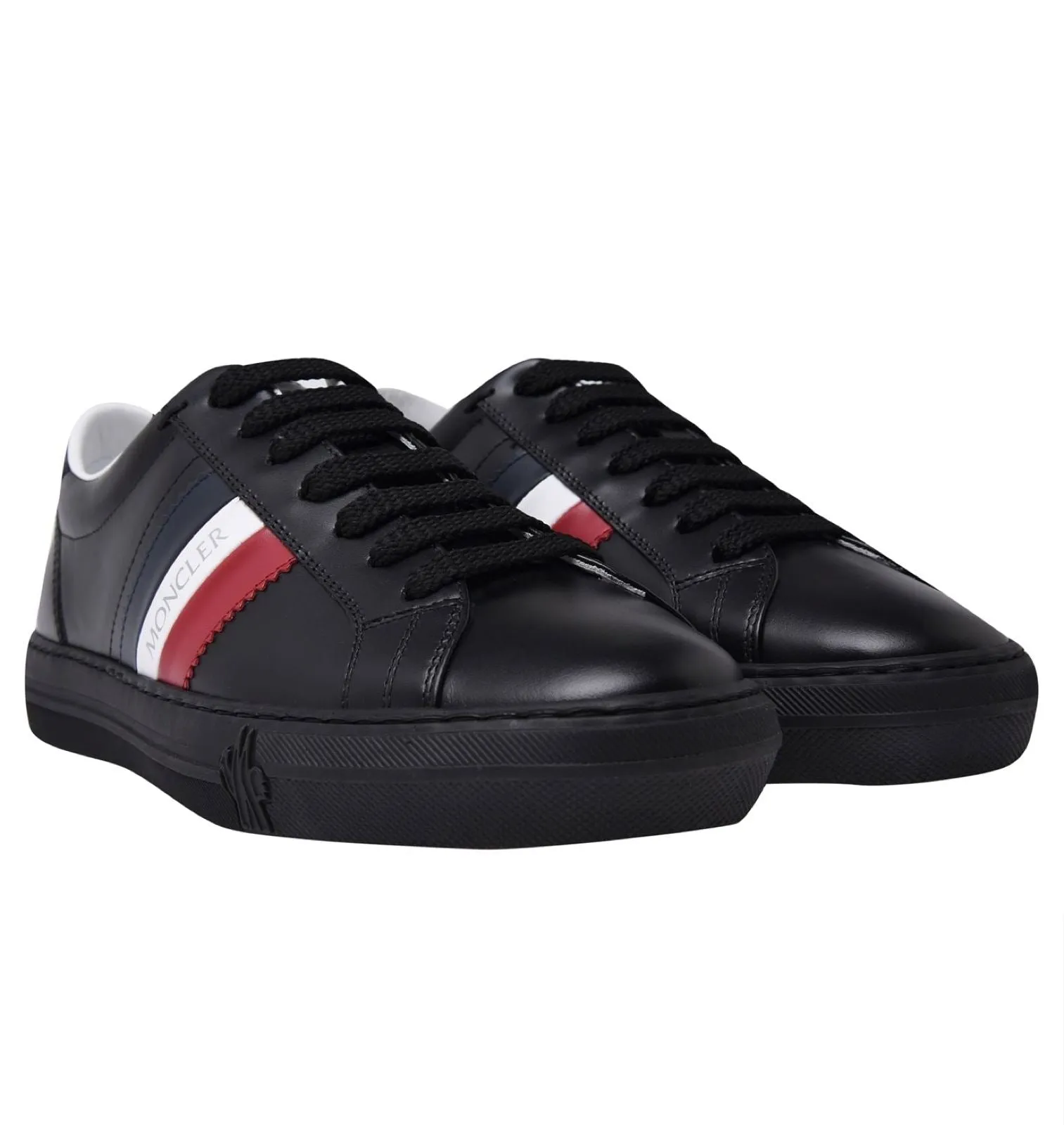 Moncler Monaco Black Leather Sneakers