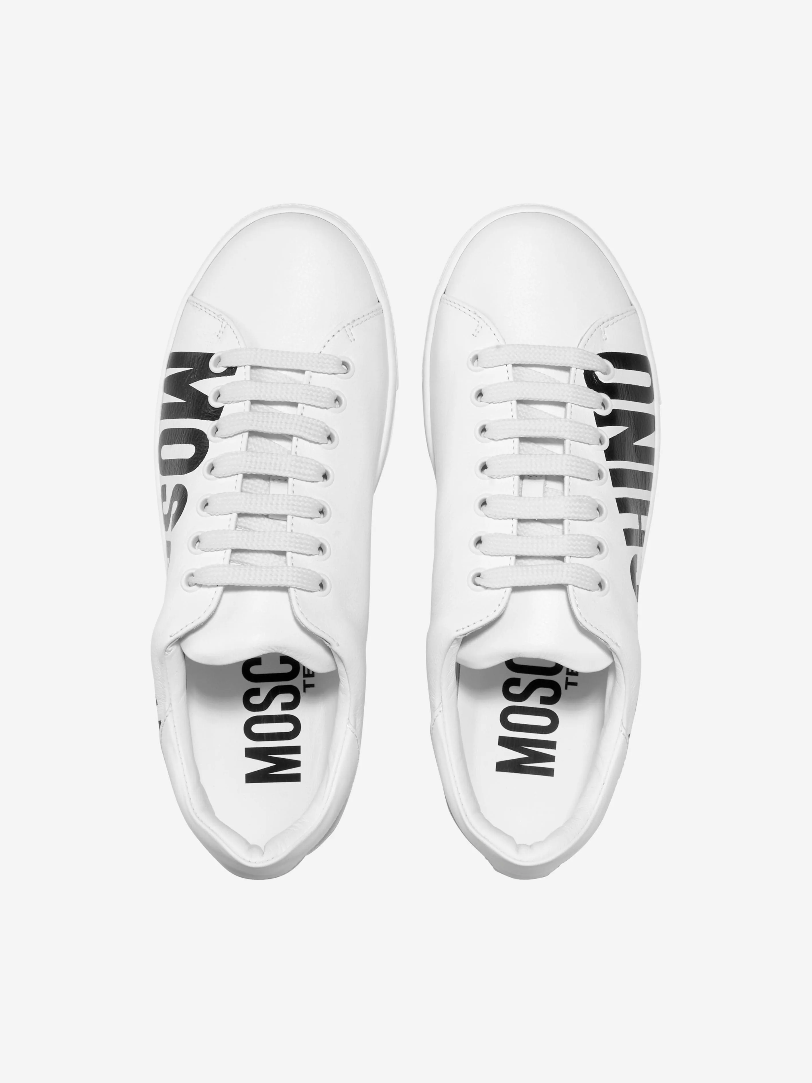 Moschino Unisex Leather Logo Print Trainers